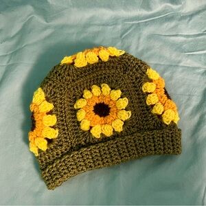 Sunflower Crochet Beanie